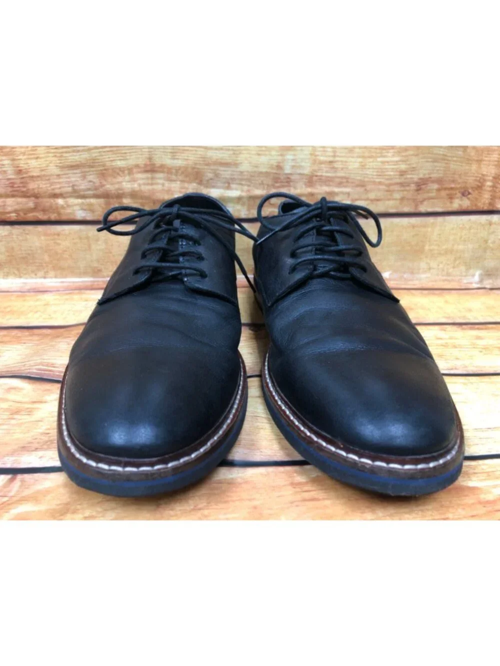 Bostonian Mens 9.5 M Black Leather Oxford Derby 4-eye Shoes